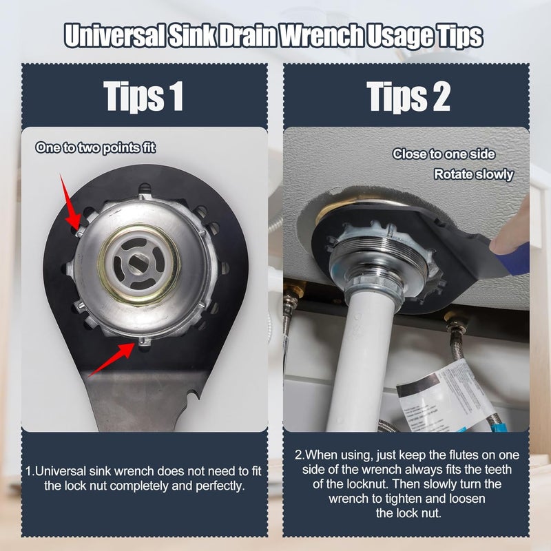 Sporthfish Universal Sink Drain Wrench for Loosen Tighten Strainer Locking Nut Fits All 4-, 6- and 8-tab, Toilet Bathroom Kitchen Sink Wrench - Image 5